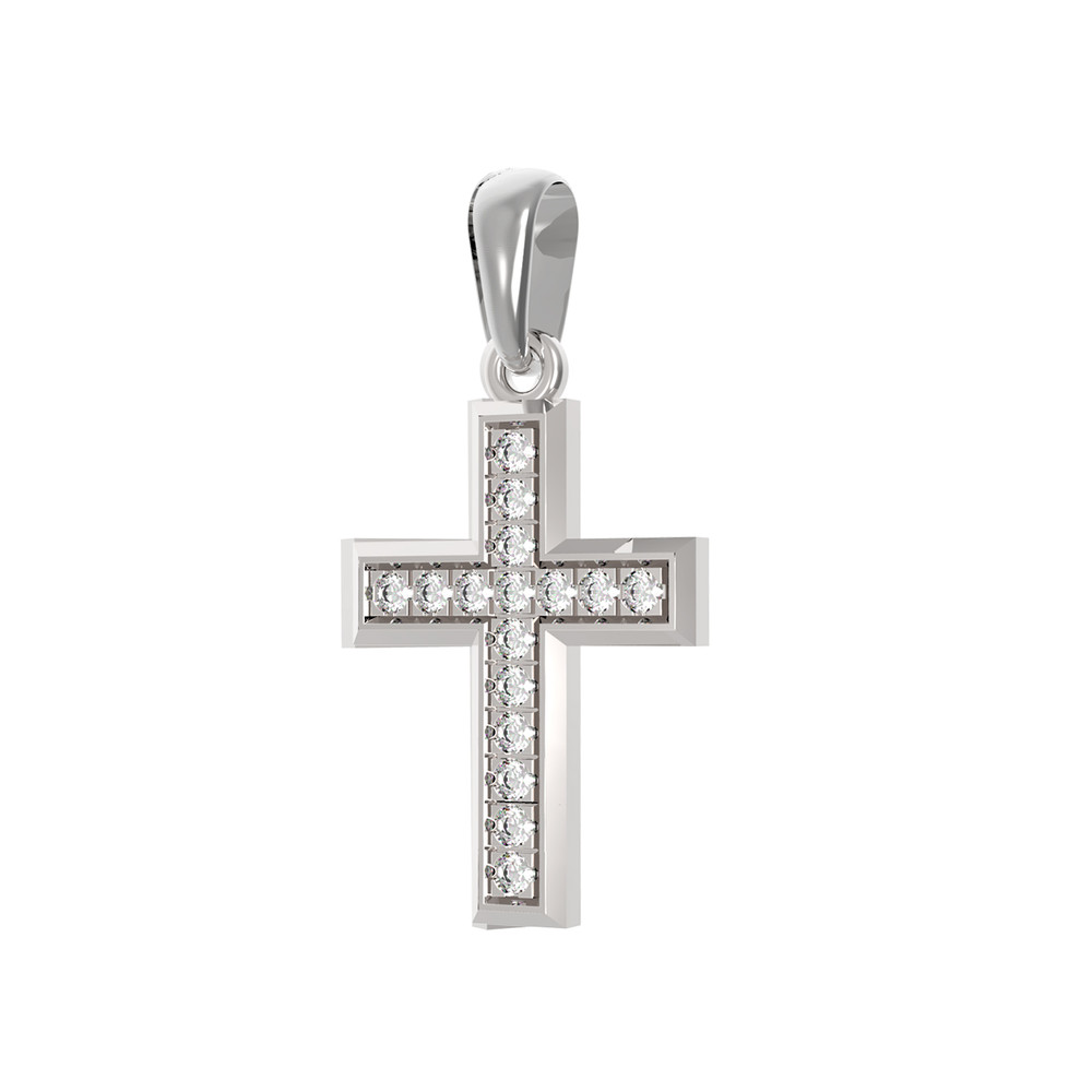 Крест из белого золота c бриллиантами