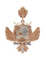 Подвеска из золота 585 пробы c эмалью и жемчугом