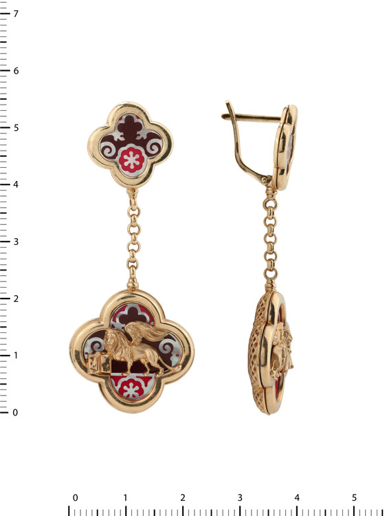 Серьги из золота c эмаль и перламутром