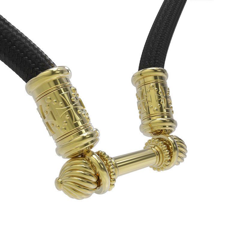 Шнурок шёлковый из лимонного золота c шёлковым шнурком