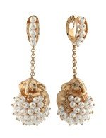 Серьги из золота 585 пробы c эмалью и жемчугом
