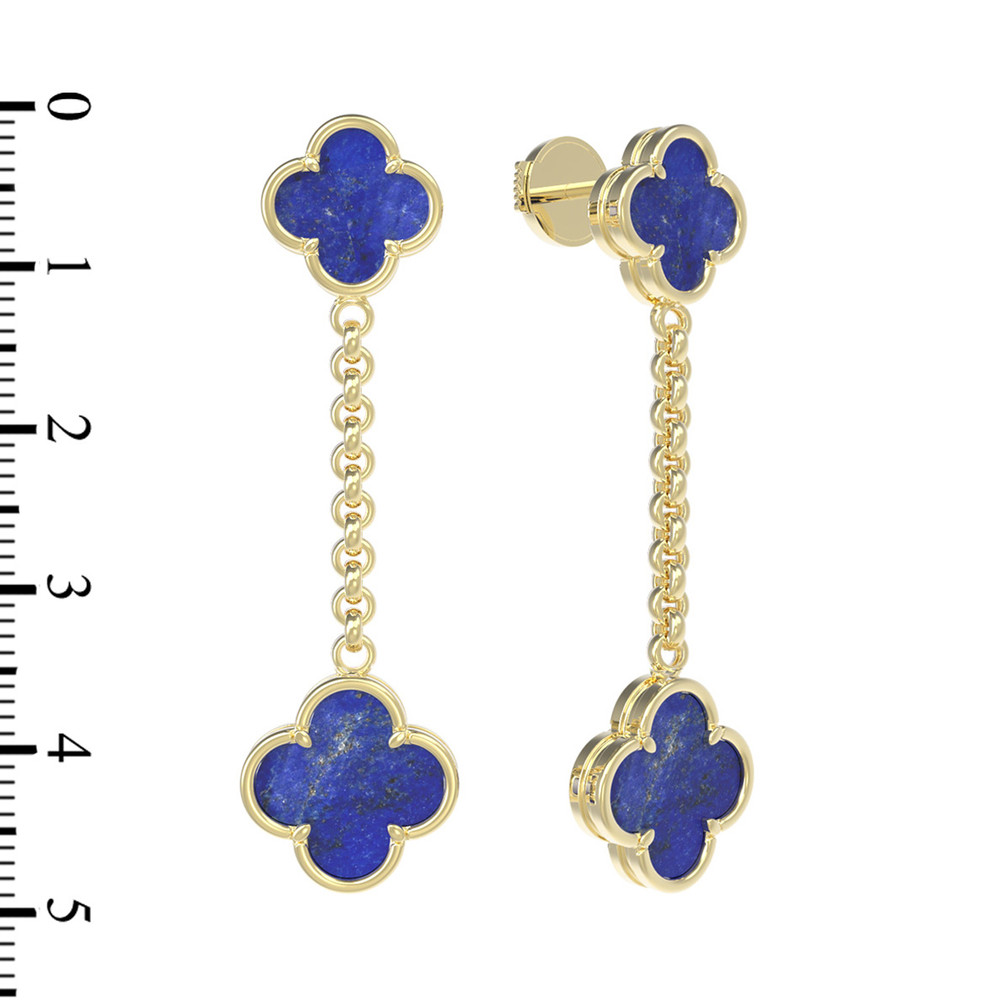 Серьги из лимонного золота c лазуритом