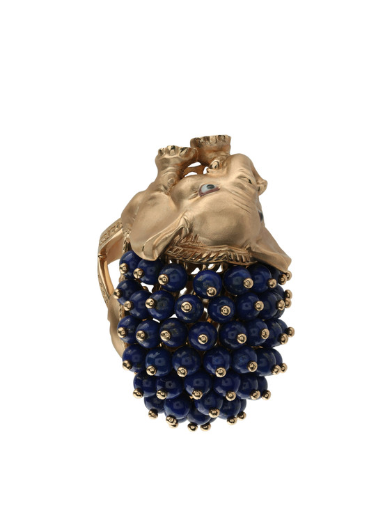 Кольцо из золота c эмаль и лазуритом