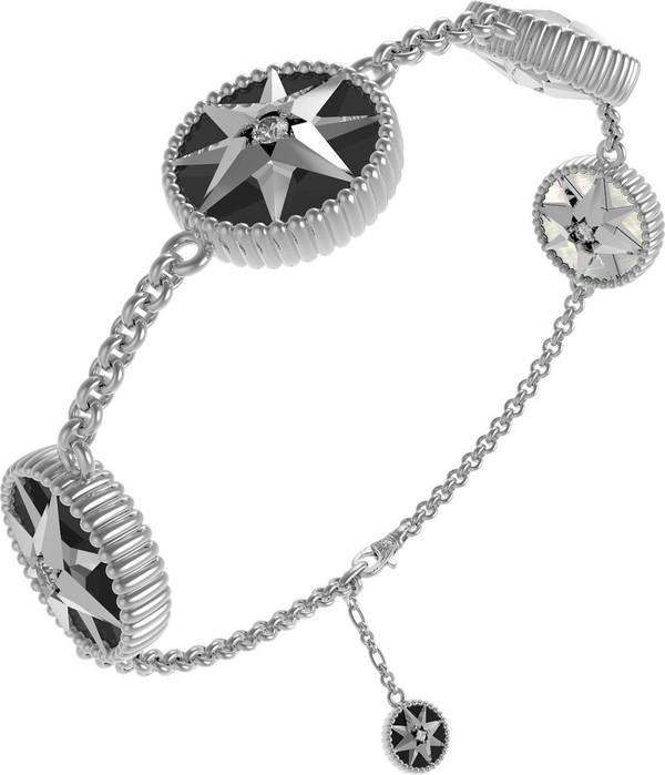 Браслет из белого золота c фианитом, ониксом и перламутром