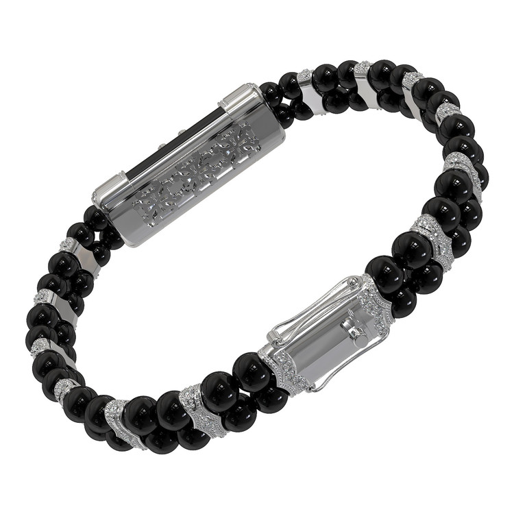 Браслет из белого золота c бриллиантами и ониксом