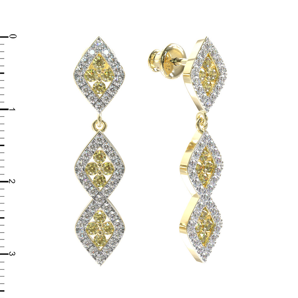 Серьги из лимонного золота c бриллиантами и сапфиром