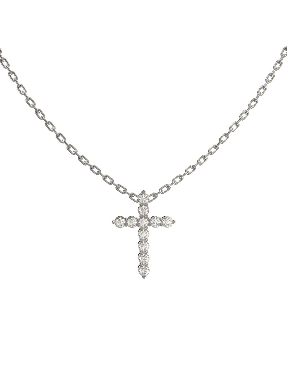 Крест из белого золота 585 пробы c бриллиантами