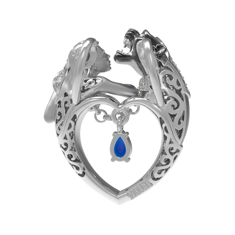 Подвеска из белого золота c фианитом и топазом London