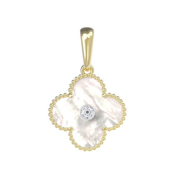 Подвеска из лимонного золота c бриллиантами и перламутром