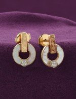 Серьги из золота 585 пробы c бриллиантами и перламутром