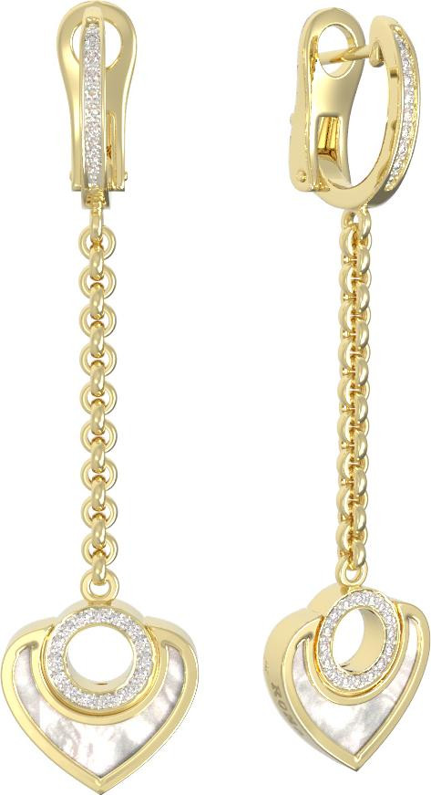 Серьги из лимонного золота c бриллиантами и перламутром