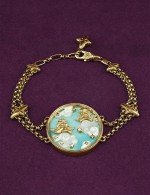 Браслет из лимонного золота 585 пробы c бирюзой и перламутром