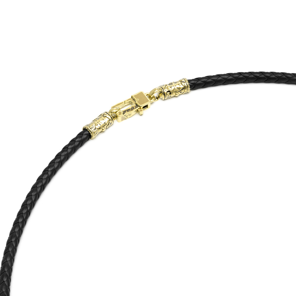 Шнурок кожаный из лимонного золота c кожаным шнурком