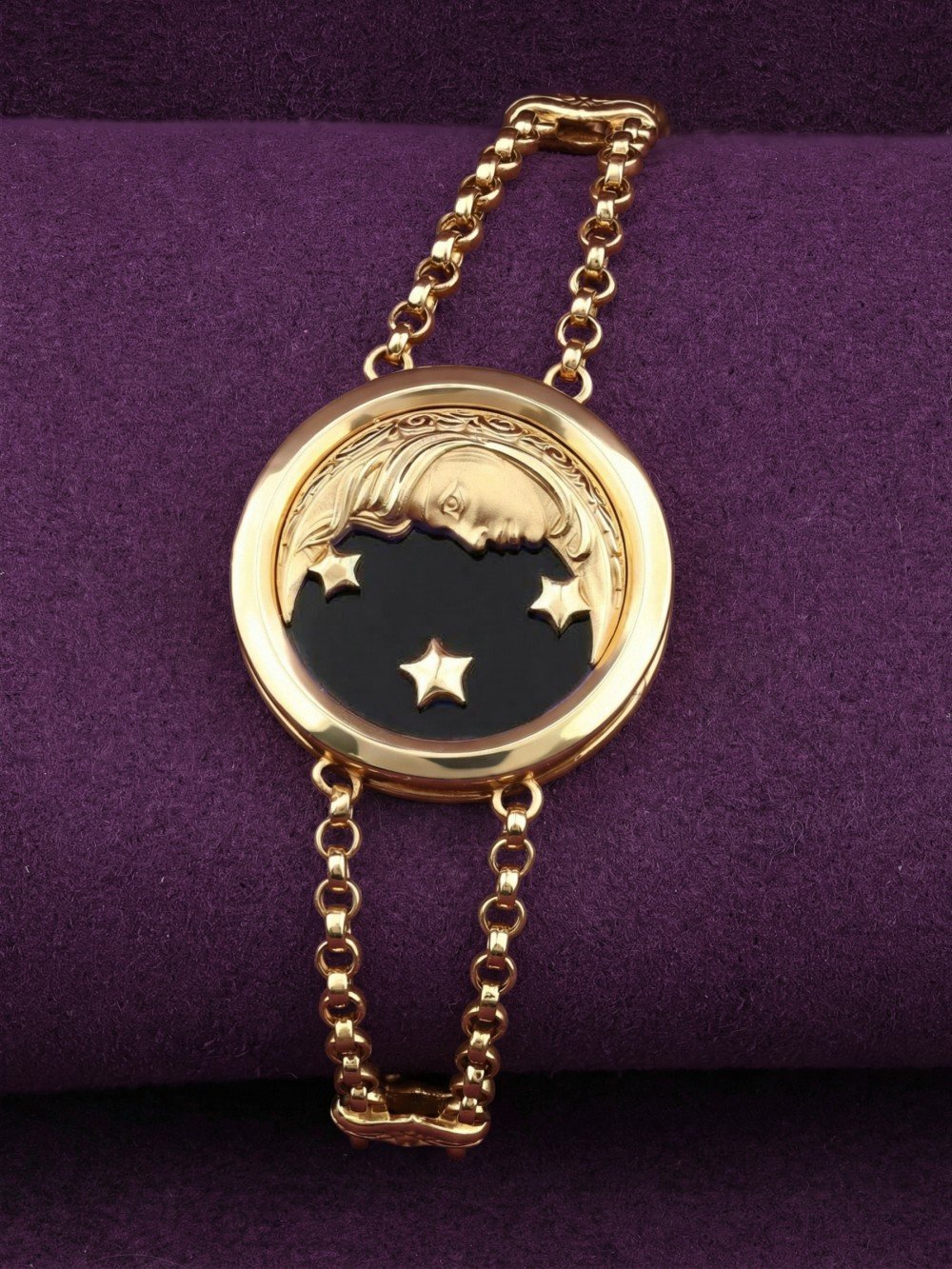 Браслет из лимонного золота c ониксом и перламутром