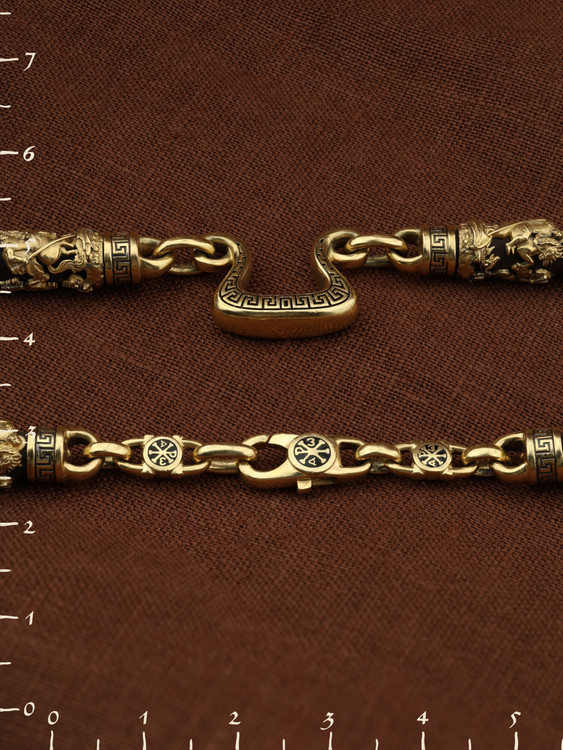 Цепь из лимонного золота c эмаль и эбеновым деревом