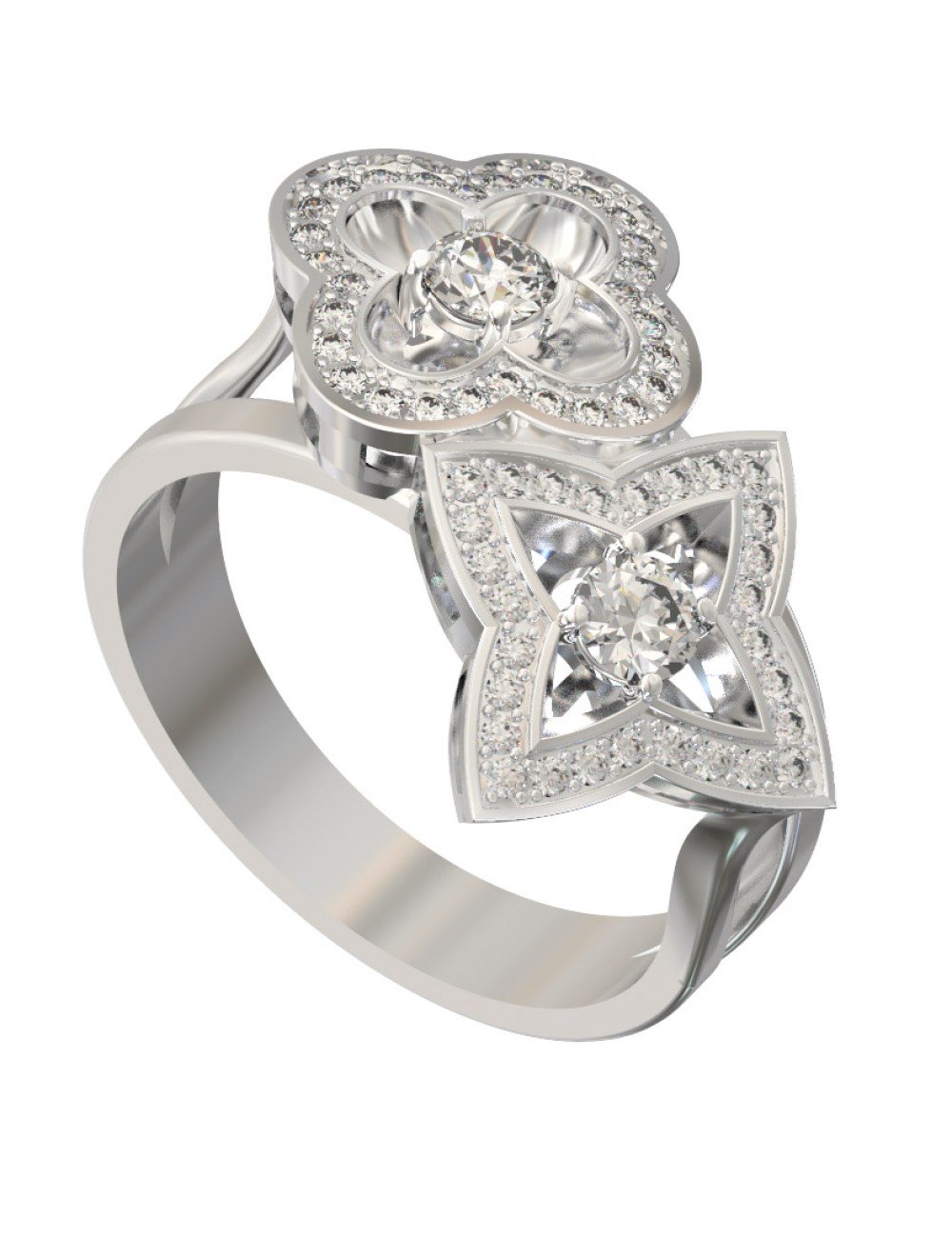 Кольцо из белого золота 585 пробы c бриллиантами