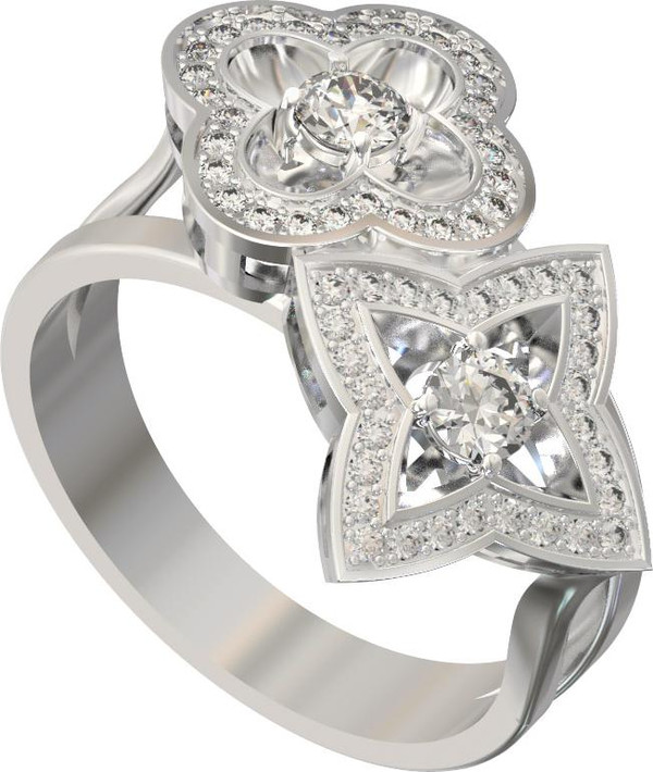 Кольцо из белого золота c бриллиантами