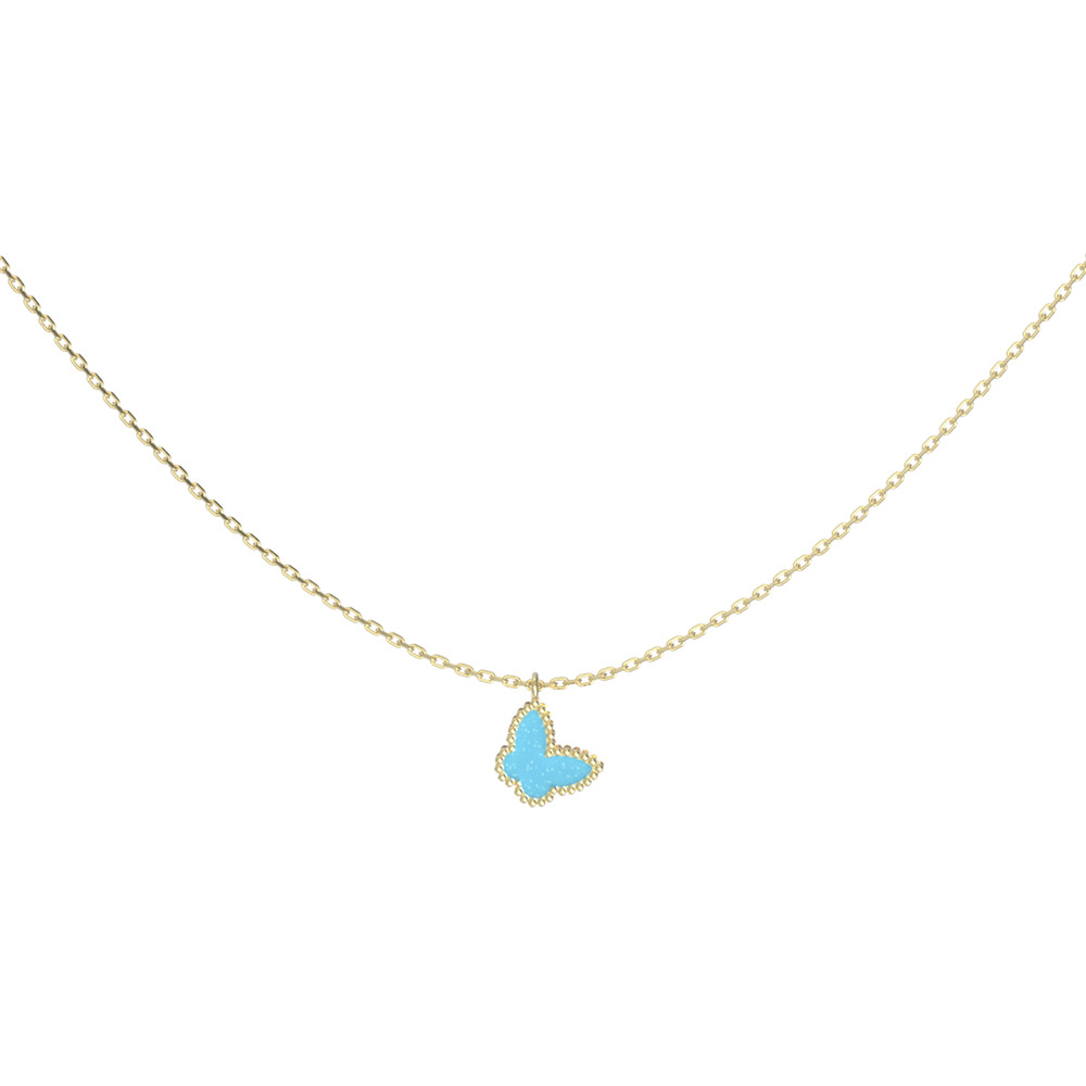 Колье из лимонного золота c бирюзой