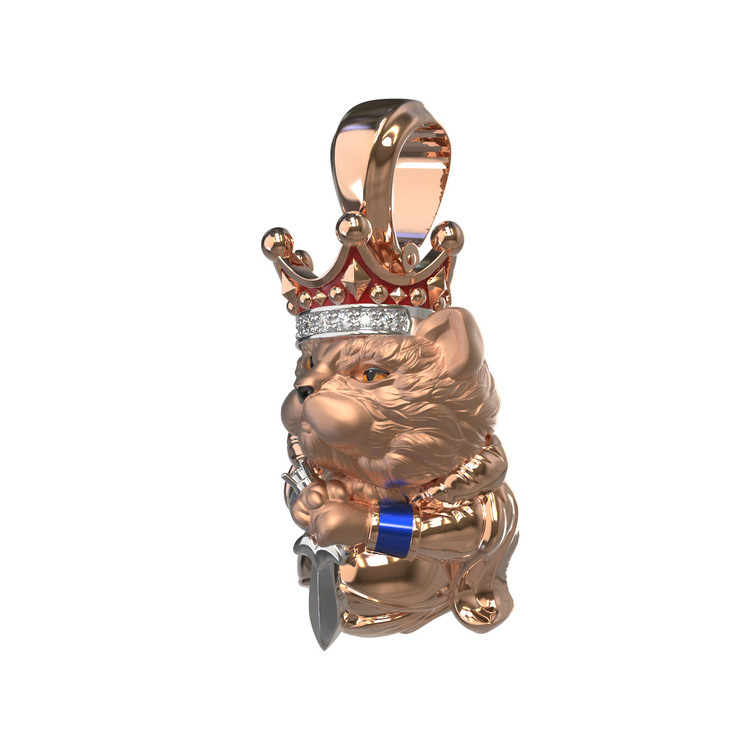 Подвеска из золота c эмаль , бриллиантами и рубином