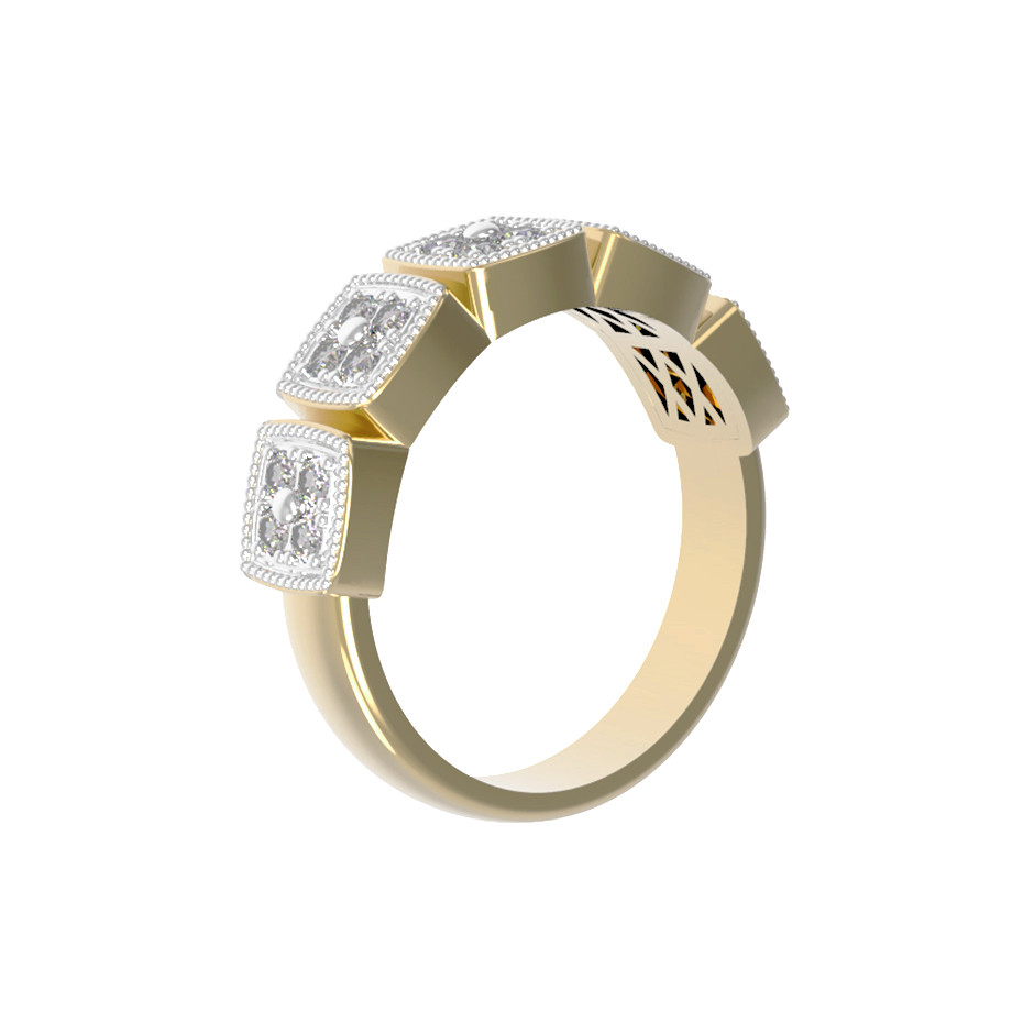 Кольцо из лимонного золота c бриллиантами