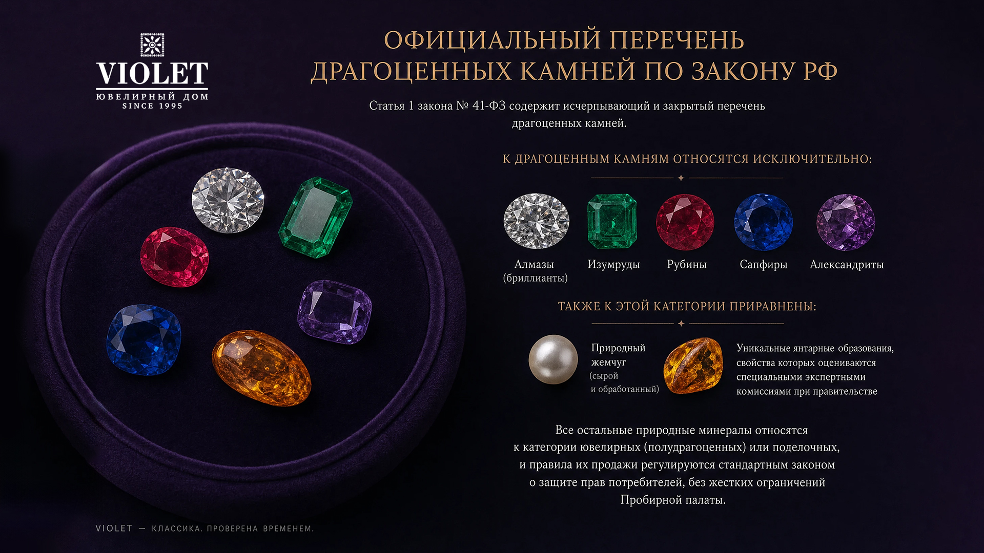 Официальный перечень драгоценных камней по закону РФ